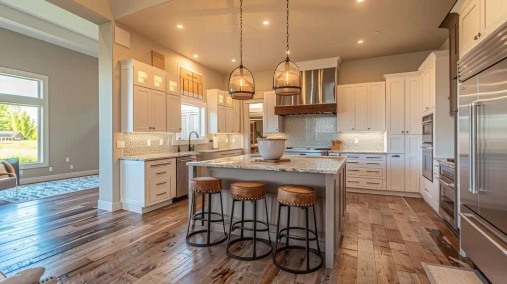 a sleek, modern kitchen features an open layout with elegant cabinetry, innovative appliances, and personalized decor that captures a harmonious blend of beauty and functionality.