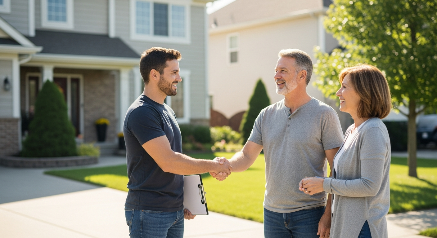 Pegasus Builds contractor meeting with homeowners at their property