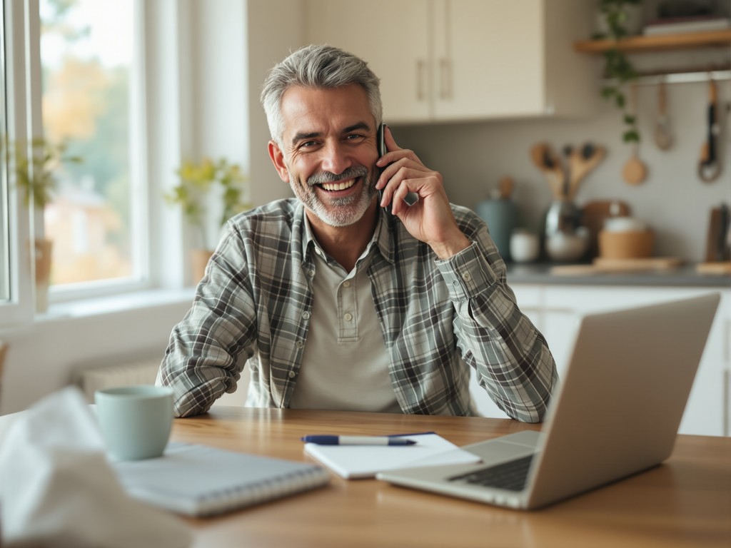 Homeowner scheduling a roofing consultation call